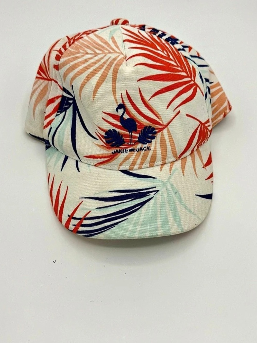Janie and Jack Floral Sun Hat in White & Orange Size 2T-3T Like New